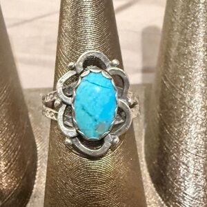 Vintage Navajo Silver Ring with Turquoise Stone